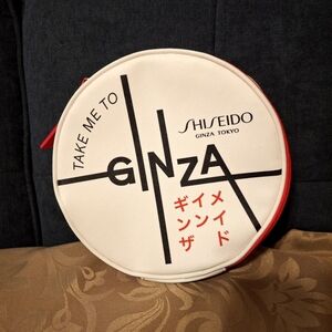 Shiseido 2pc  White and Red Unisex Pouches Cosmetics Or toiletry Bags